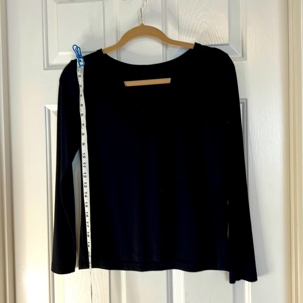LNA Black long sleeve front keyhole shirt size S